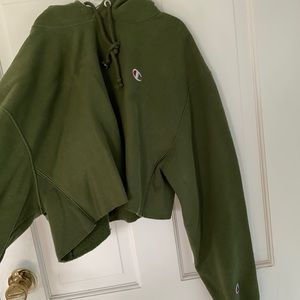 Green champion cropped hoodie